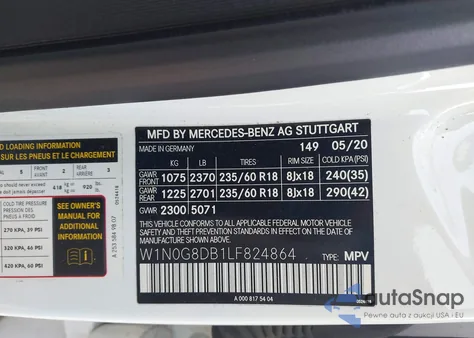 2020 Mercedes-Benz Glc 300 z USA, uszkodzony, nr VIN W1N0G8DB1LF824864